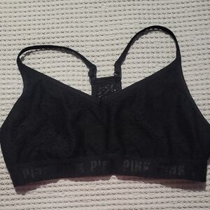 PINK Victoria's Secret Black Lace Racerback Bralette